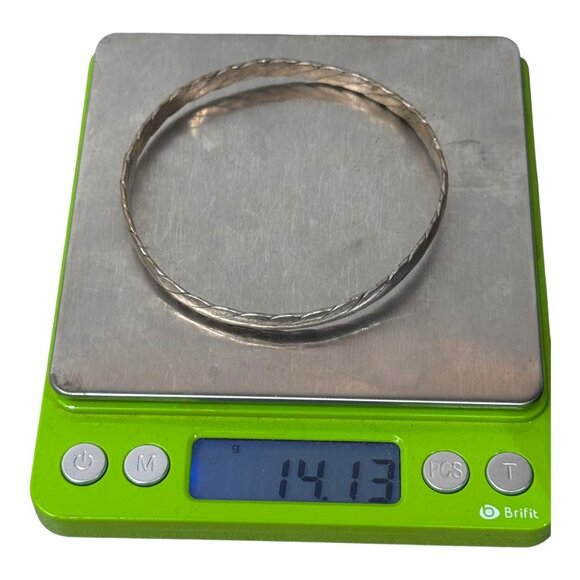 Vintage Sterling Silver Twisted Rope Bangle Bracelet Hallmarked Minimalist 7" - Picture 5 of 5